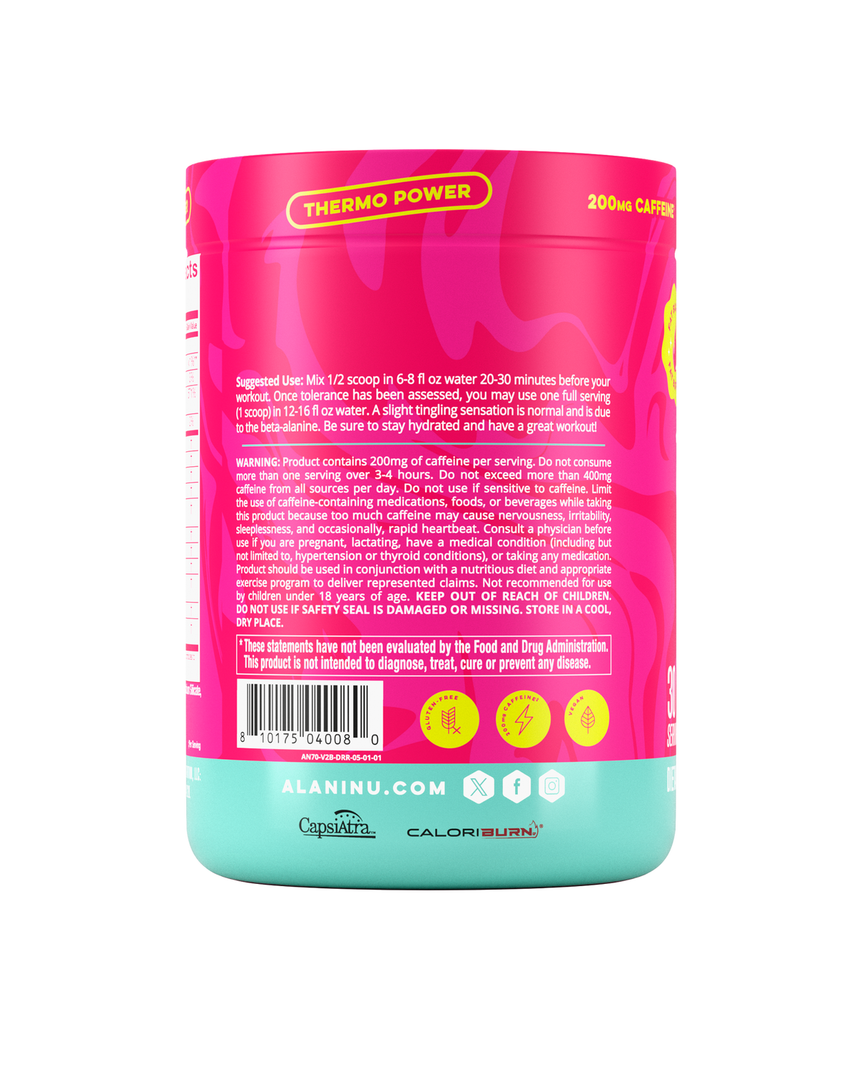 Alani Nu Pre-Workout+ Burn - Dragon Fruit Rush V9 - image 3