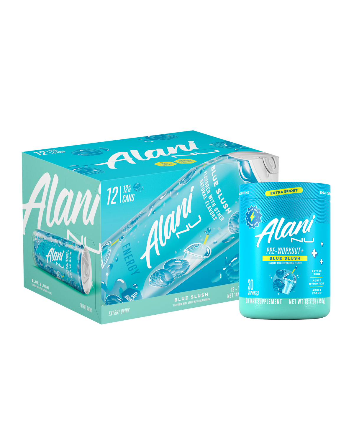 Alani Nu Energy Drink & Pre-Workout+ - Blue Slush J8 - image 1