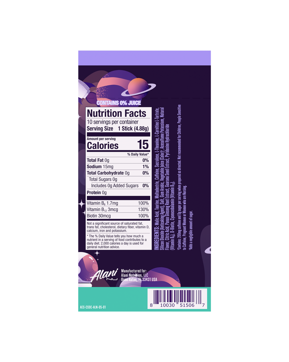 Alani Nu Energy Sticks - Cosmic Stardust H0 - image 3