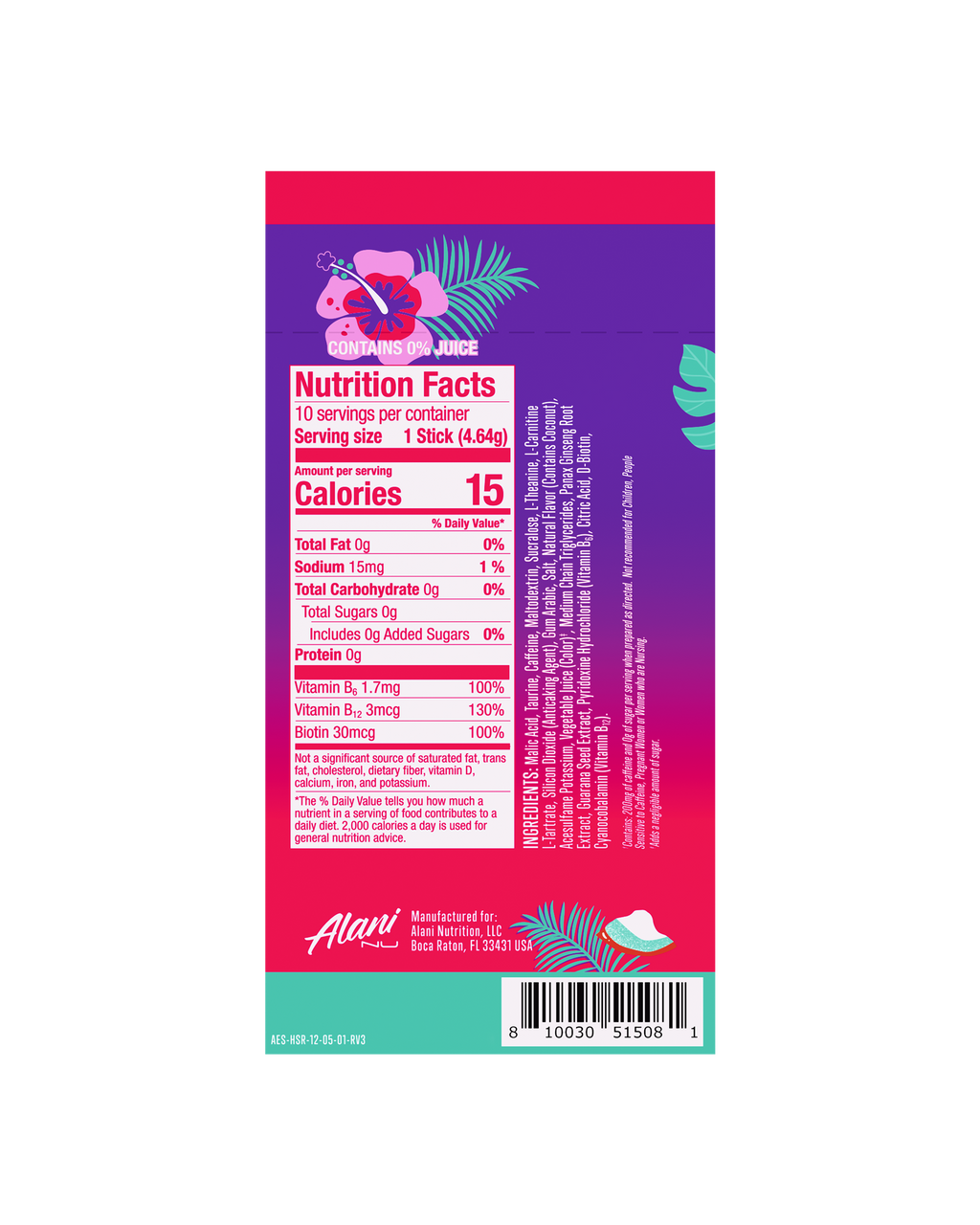 Alani Nu Energy Sticks - Hawaiian Shaved Ice K9 - image 3