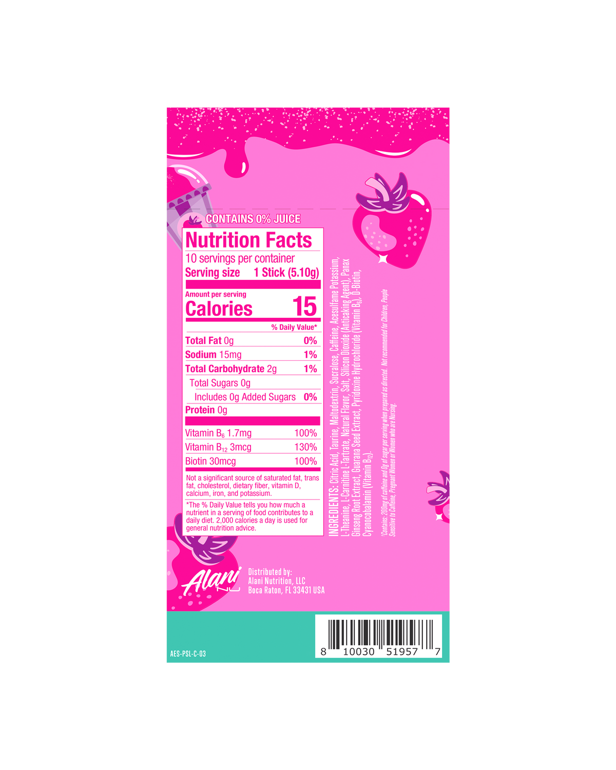 Alani Nu Energy Sticks - Pink Slush K7 - image 3