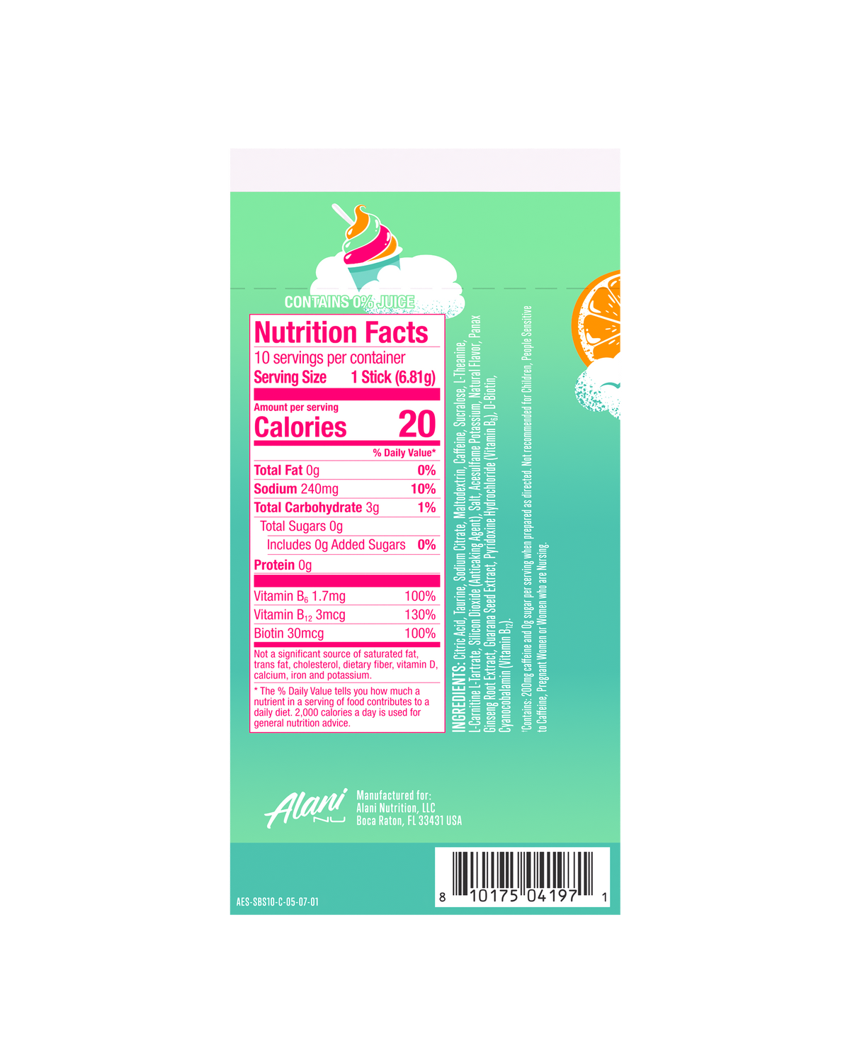 Alani Nu Energy Sticks - Sherbet Swirl X7 - image 3